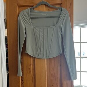 Abercrombie Women's Long Sleeve Square Neck Top - Green
